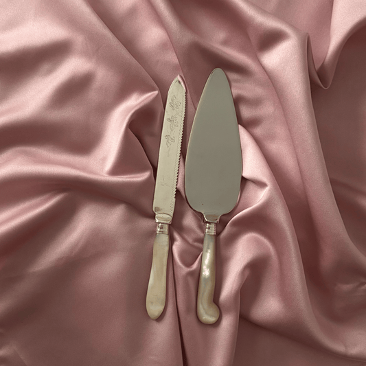Wedding Gift Set: Personalised Mother Of Pearl Cake Knife and Cake Slice