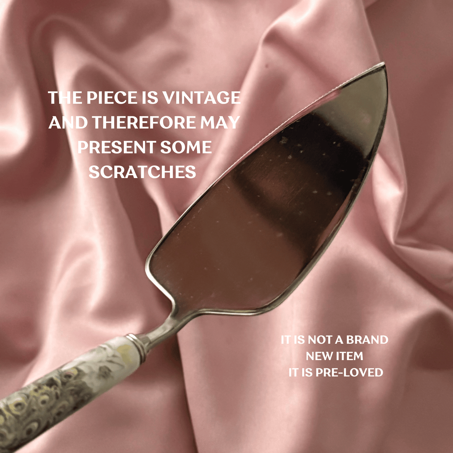 Personalised Vintage Cake Slice | China Handle with Peacock