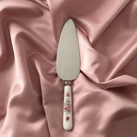 Personalised Vintage Cake Slice | China Handle with Flowers