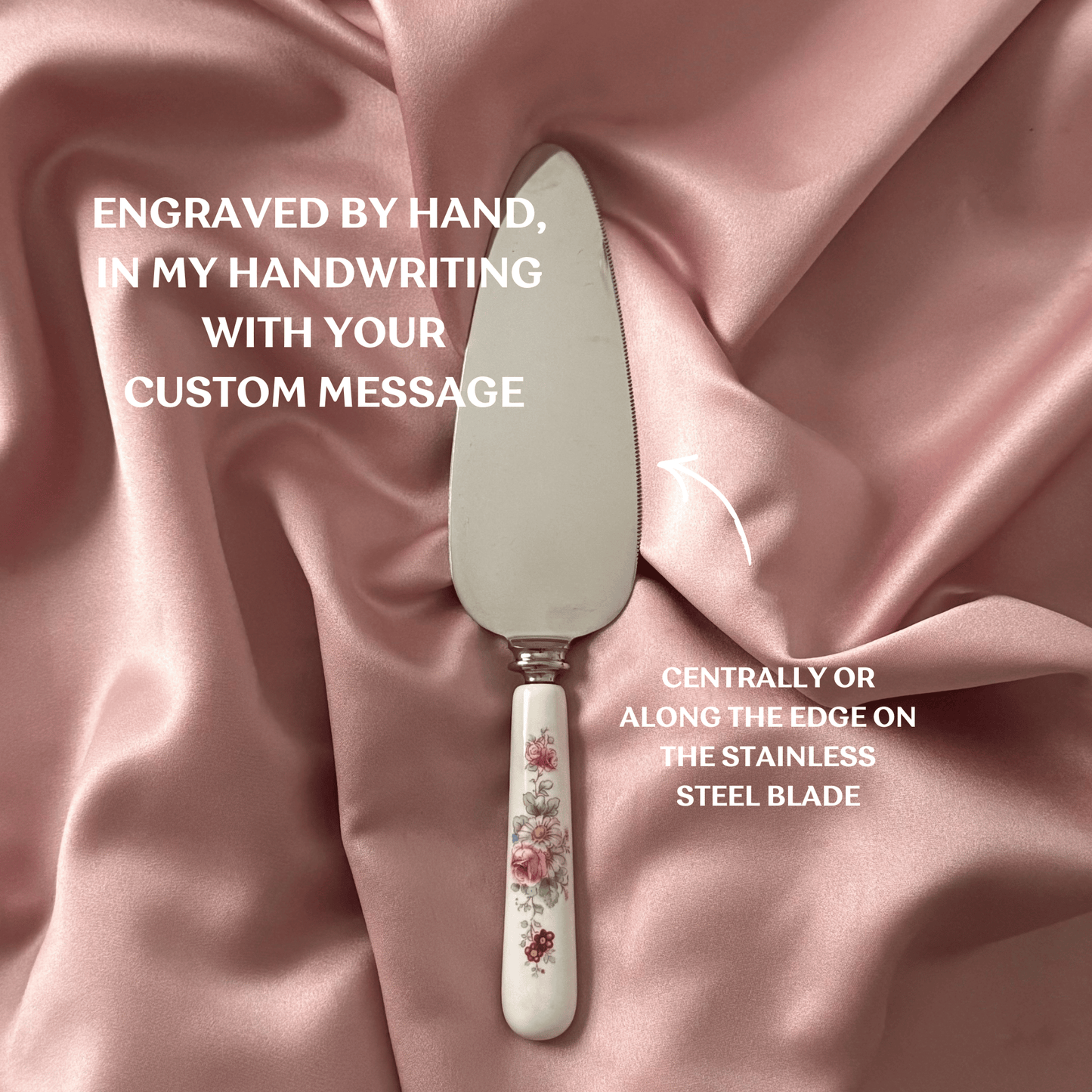 Personalised Vintage Cake Slice | China Handle with Flowers
