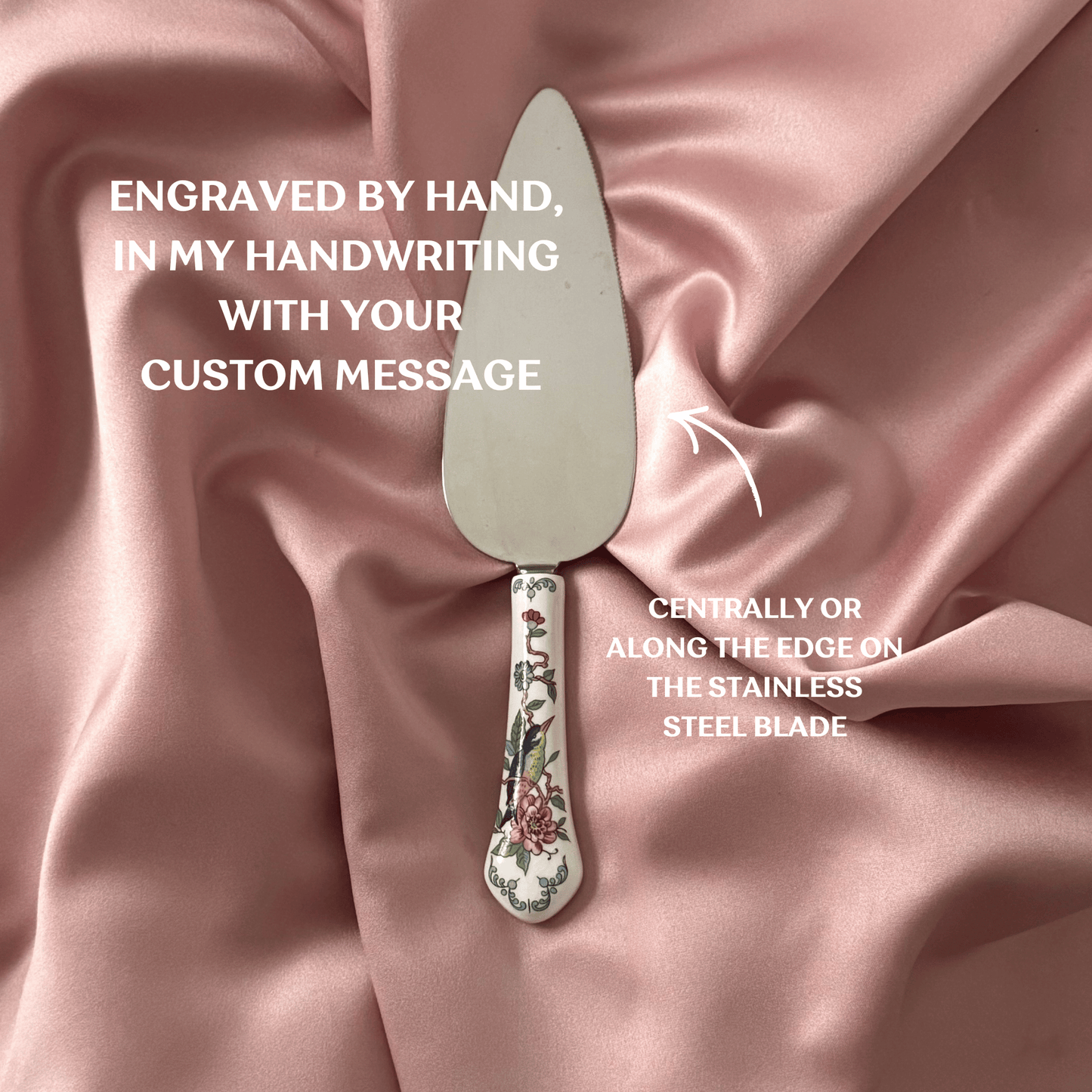 Personalised Vintage Cake Slice | China Handle with Bird