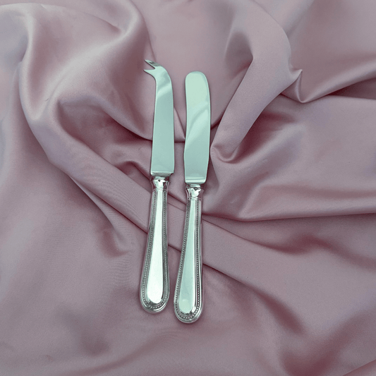 Set of 2 Personalised Cheese and Butter Knives - Beaded Handles