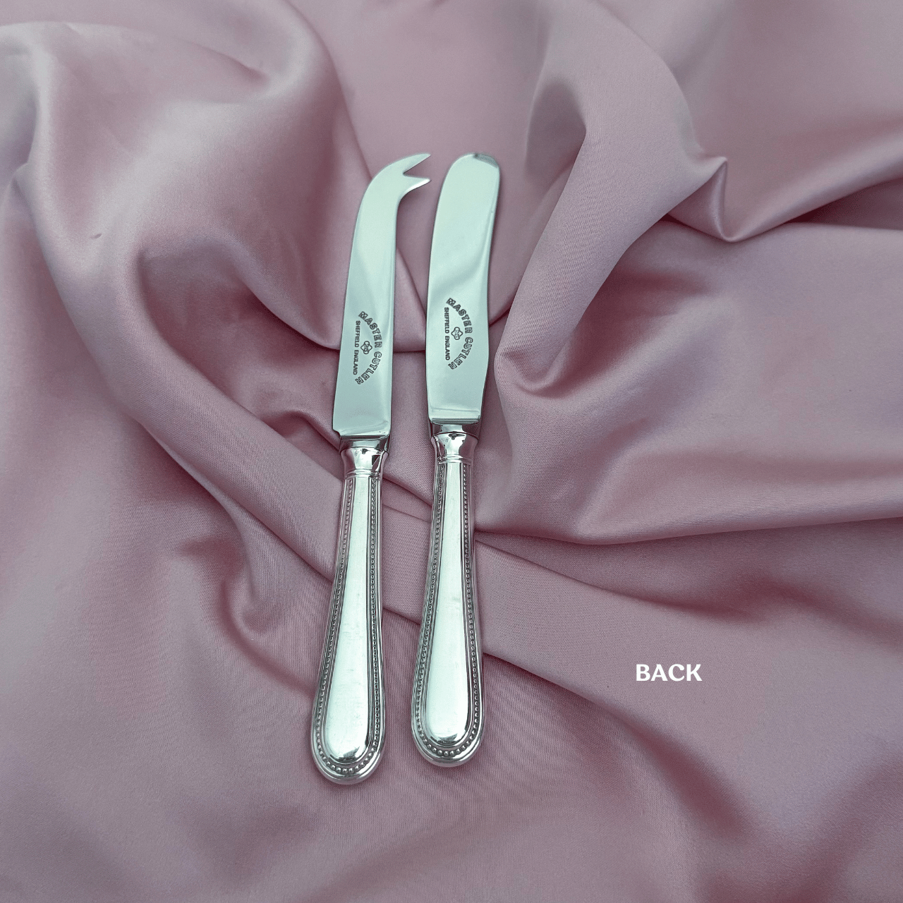 Set of 2 Personalised Cheese and Butter Knives - Beaded Handles