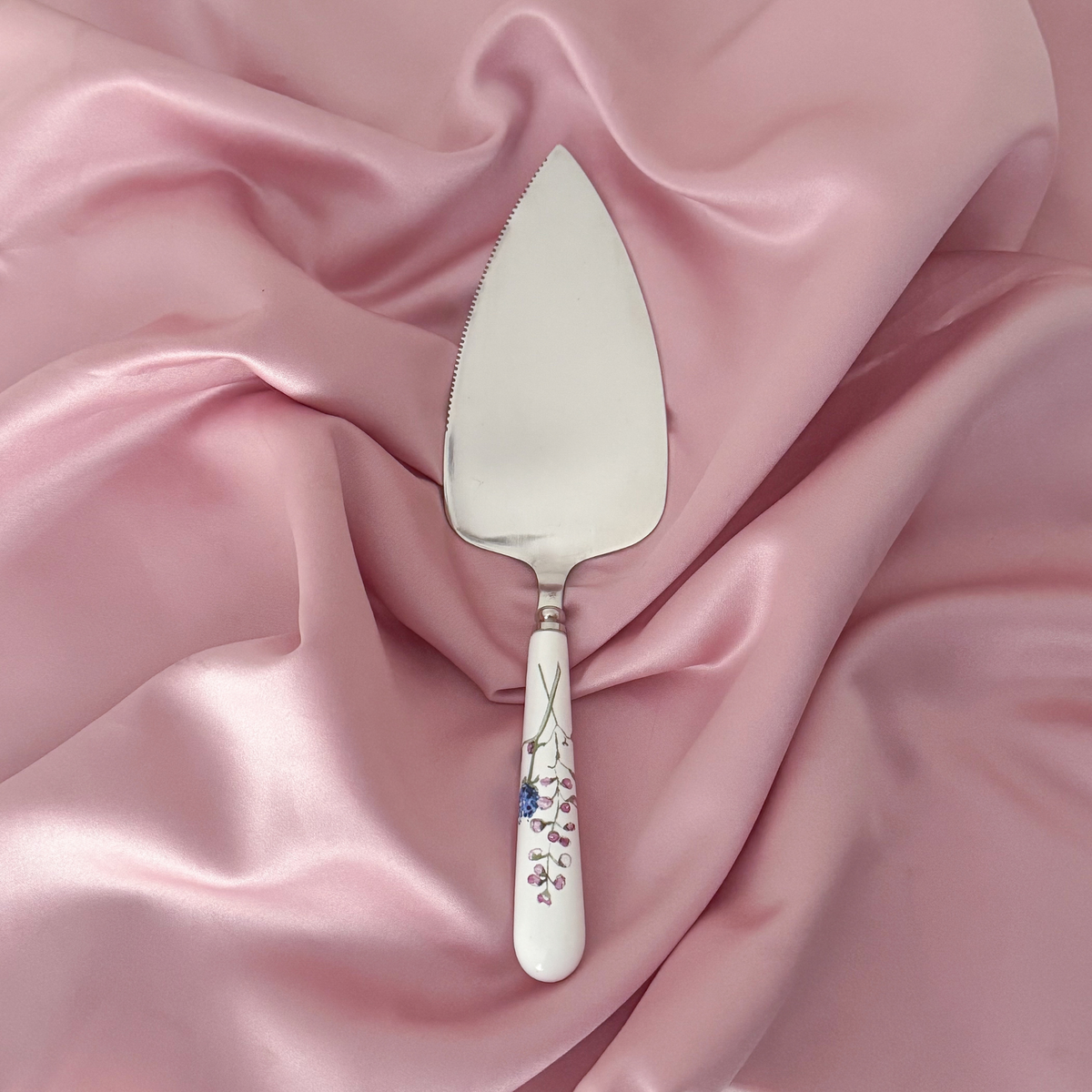 Personalised Vintage Cake Slice | China Handle with Flowers