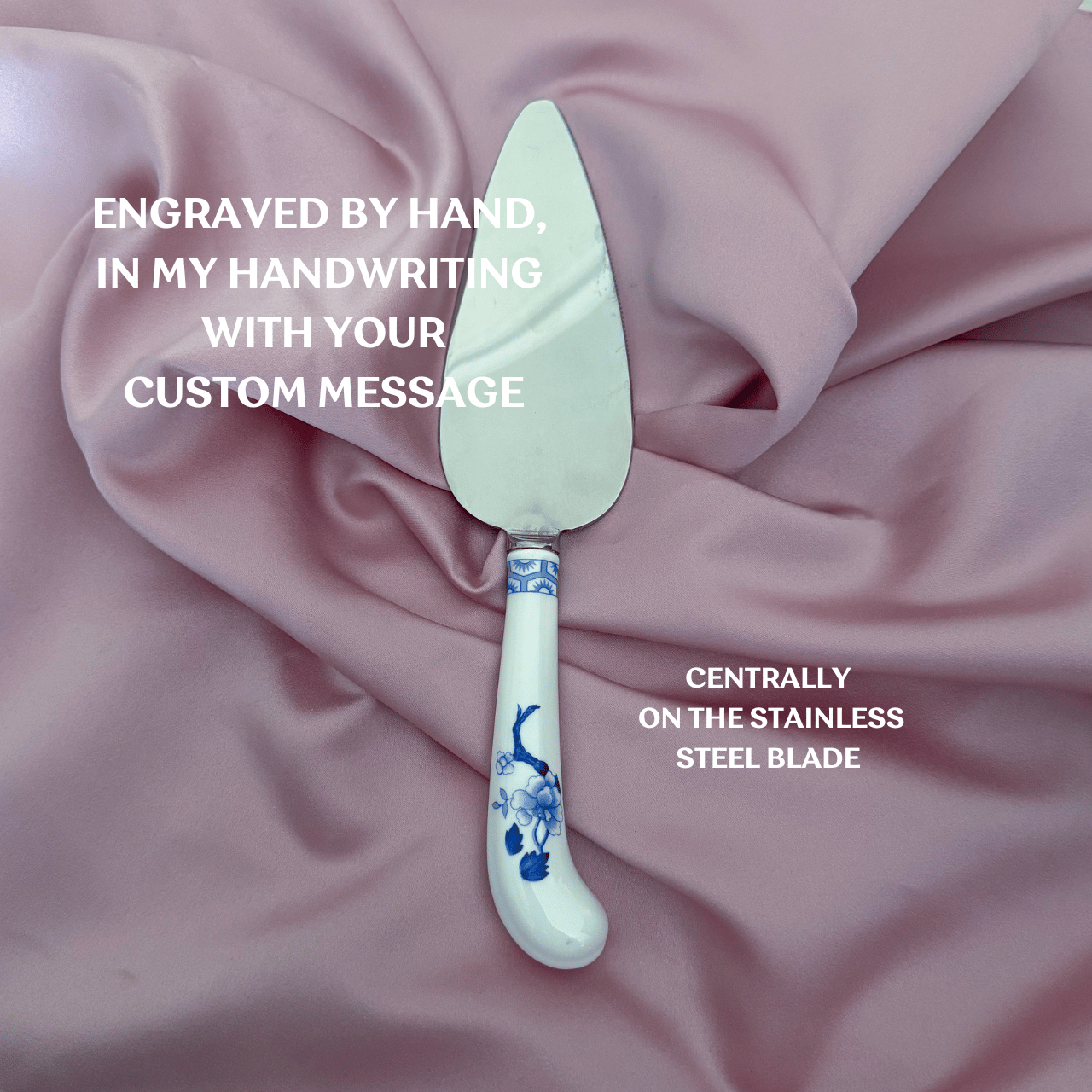 Personalised Vintage Cake Slice | China Handle  | Blue