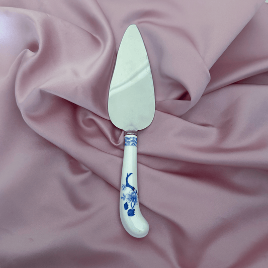 Personalised Vintage Cake Slice | China Handle  | Blue