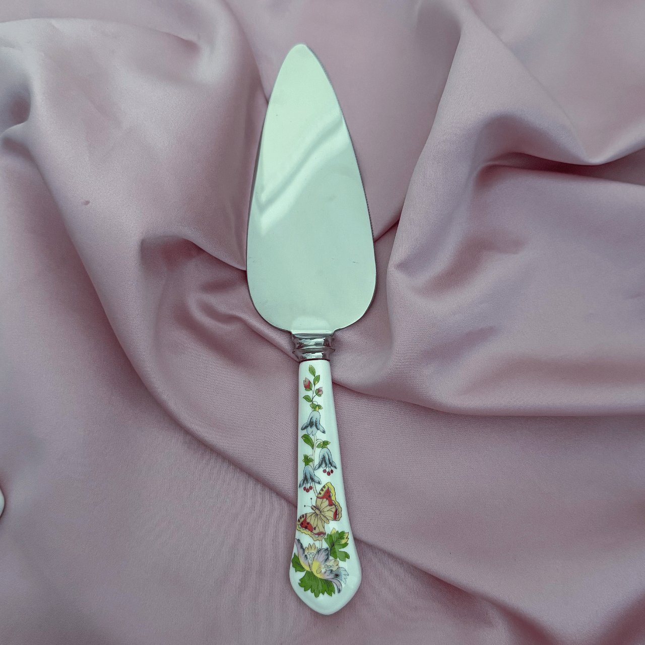 Personalised Vintage Cake Slice | China Handle with Butterfly