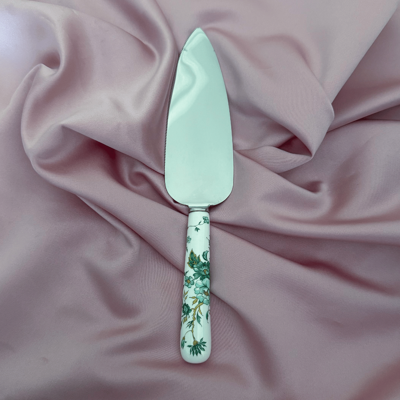 Personalised Vintage Cake Slice | China Handle  | Green