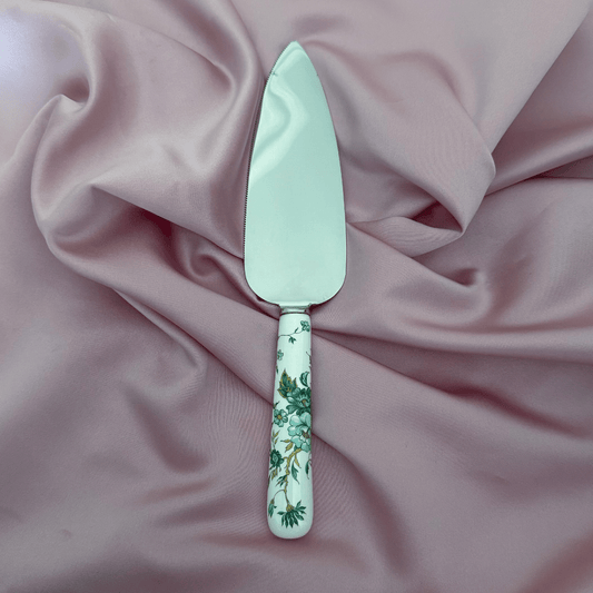 Personalised Vintage Cake Slice | China Handle  | Green