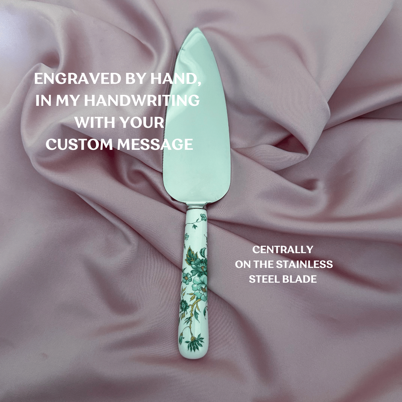 Personalised Vintage Cake Slice | China Handle  | Green