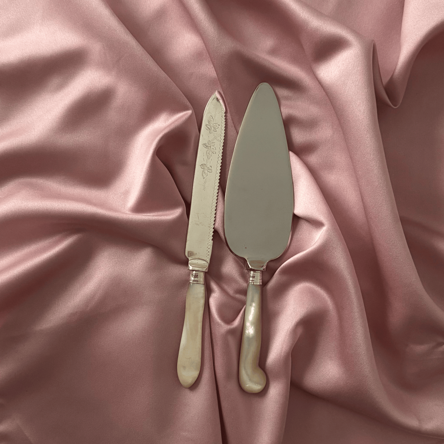 Wedding Gift Set: Personalised Mother Of Pearl Cake Knife and Cake Slice