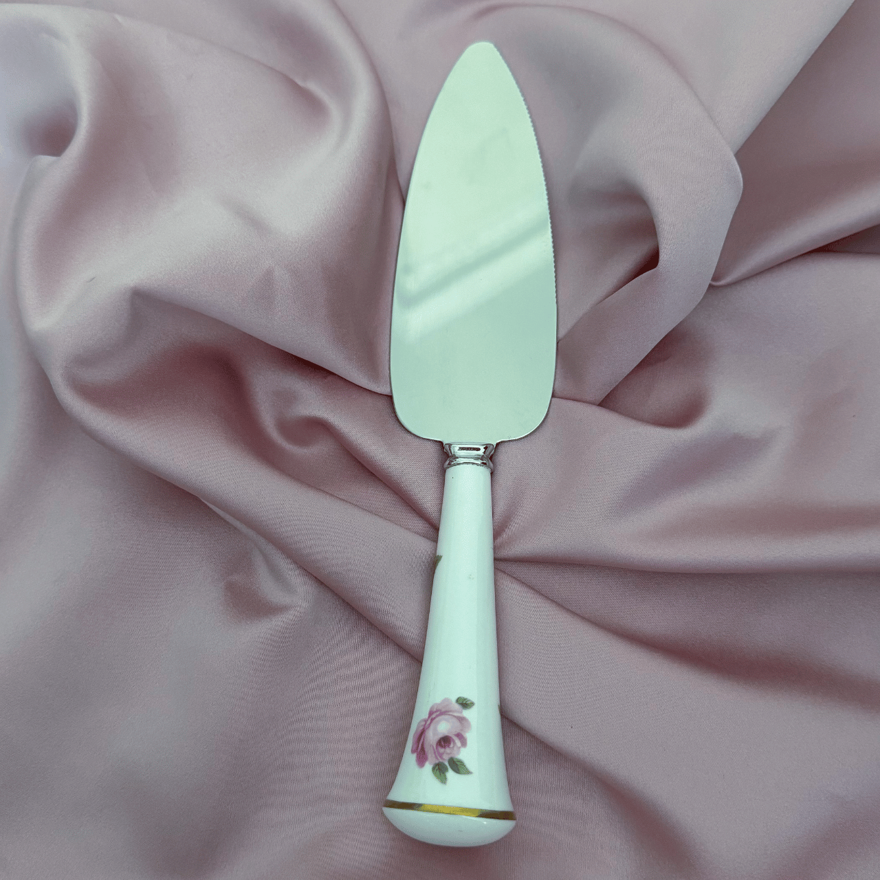 Personalised Vintage Cake Slice | China Handle  | Rose