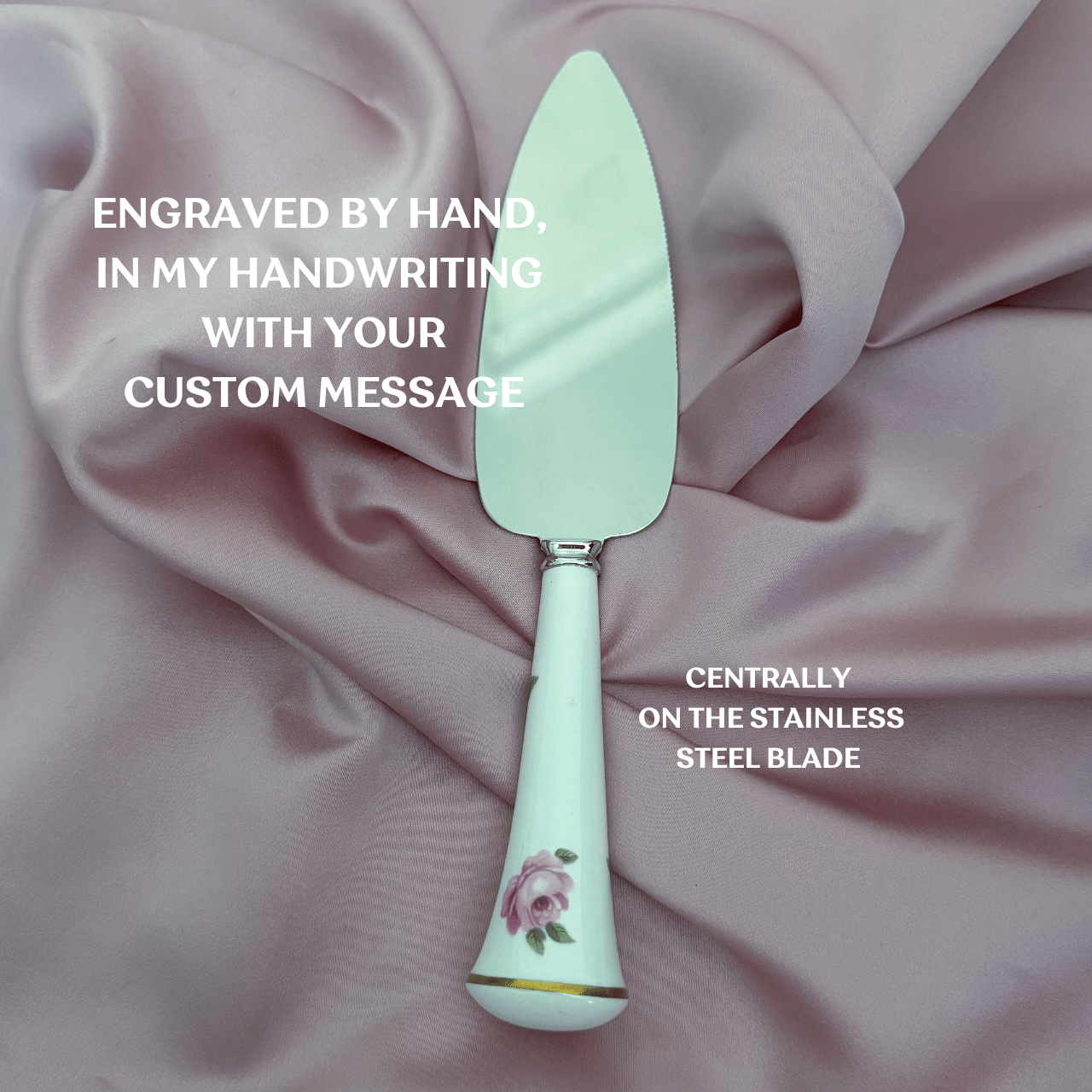 Personalised Vintage Cake Slice | China Handle  | Rose