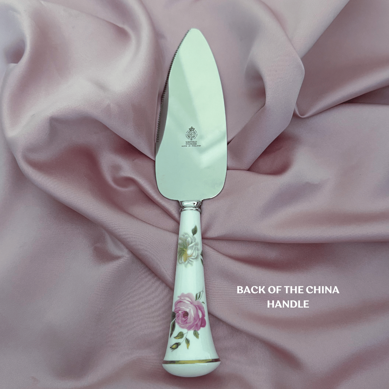 Personalised Vintage Cake Slice | China Handle  | Rose