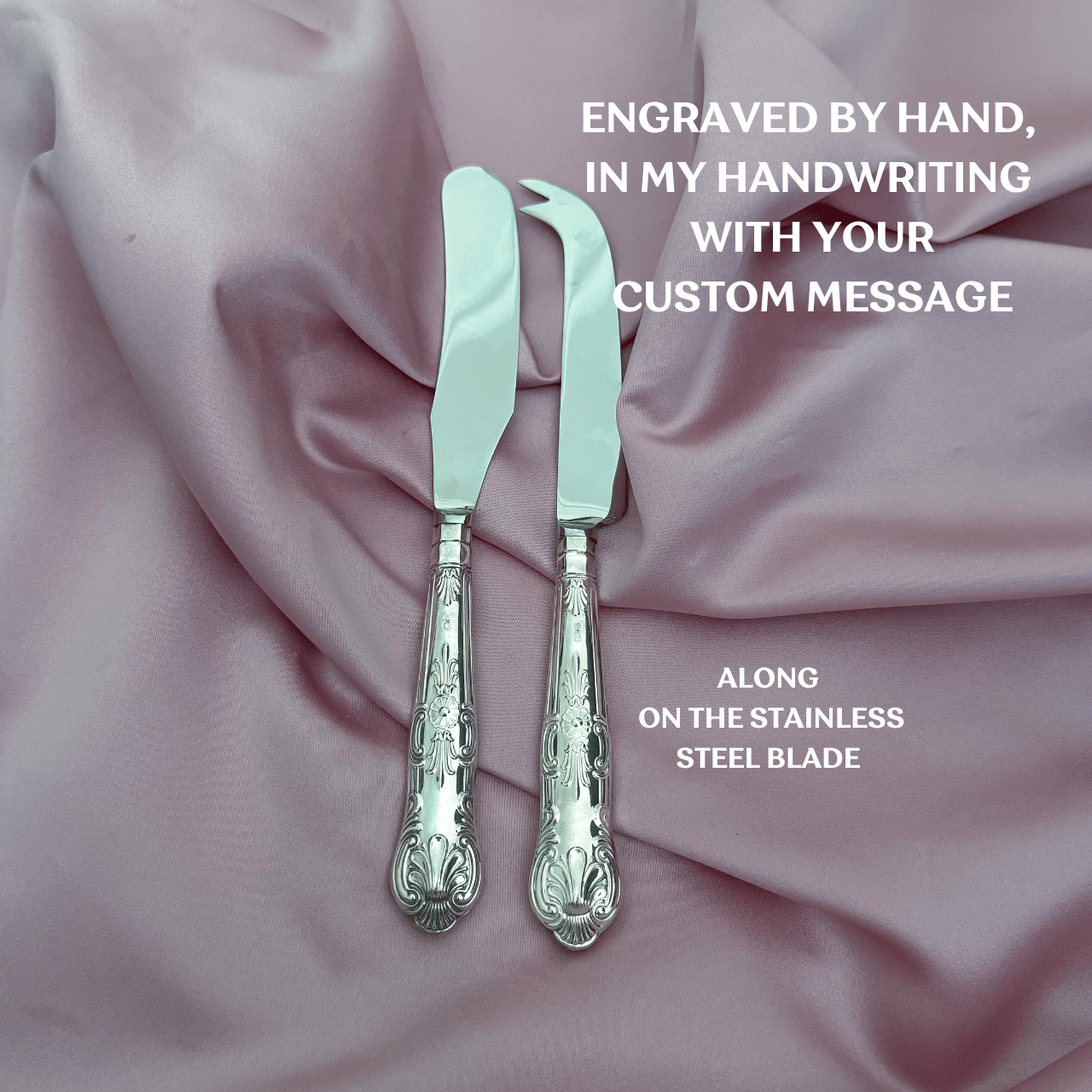 Set of 2 Personalised Cheese and Butter Knives - Shell