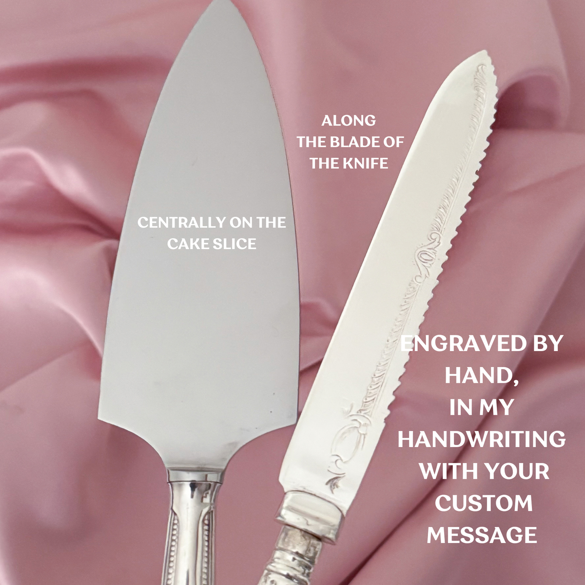 Wedding Gift Set: Personalised Vintage Cake Slice and Knife | Beaded