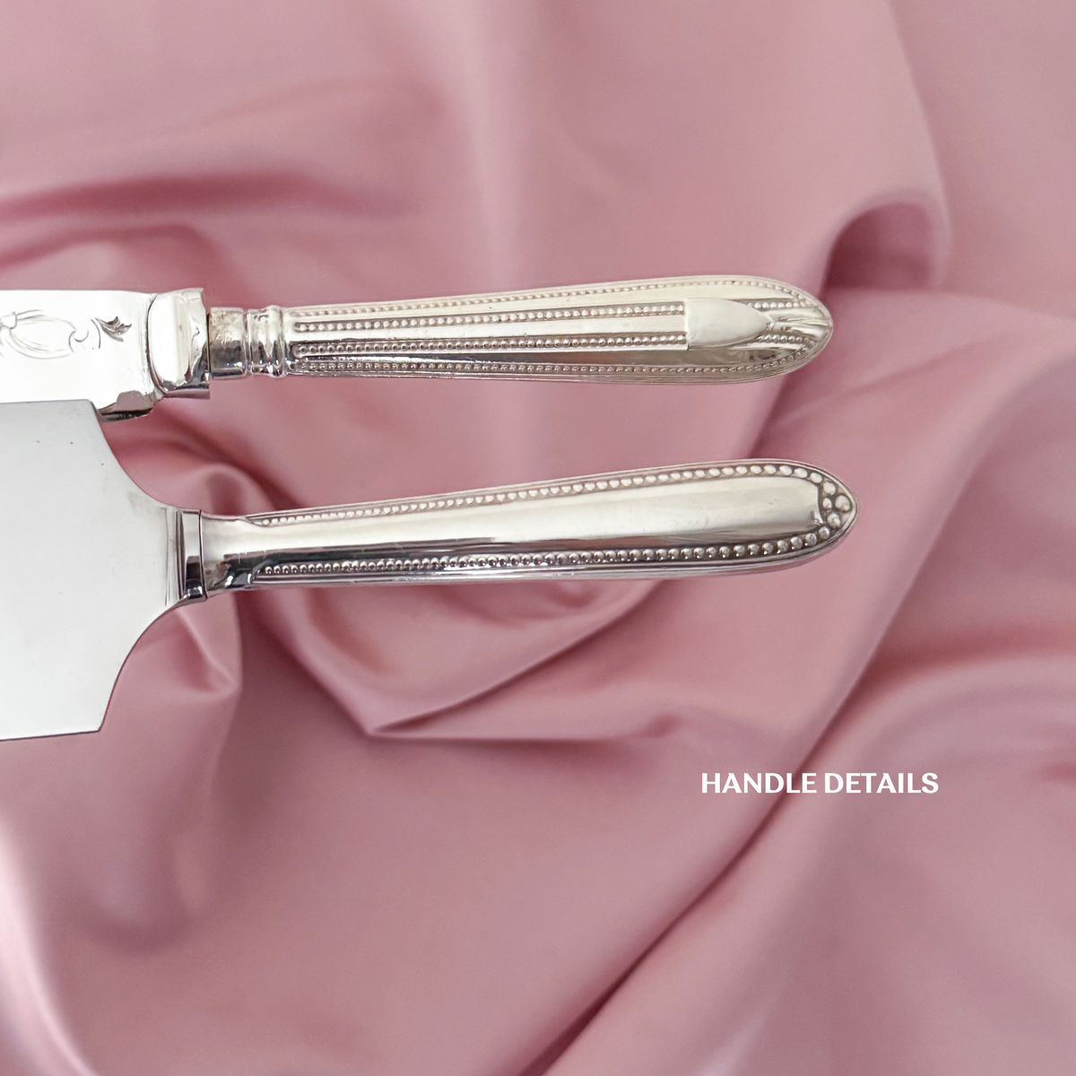 Wedding Gift Set: Personalised Vintage Cake Slice and Knife | Beaded