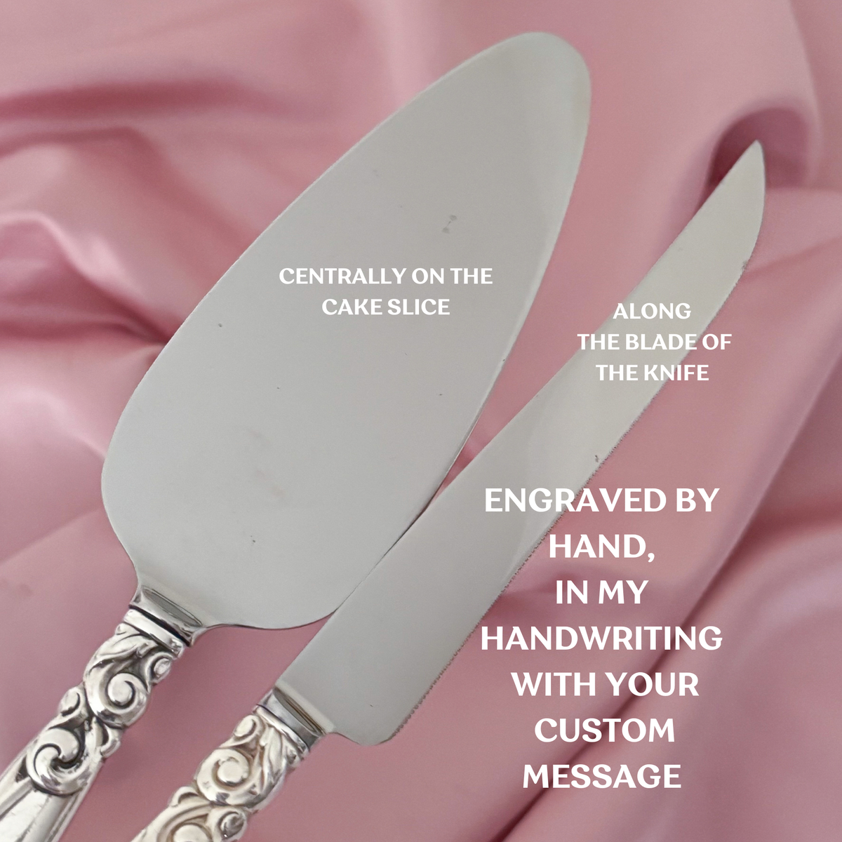 Wedding Gift Set: Personalised Vintage Cake Slice and Knife | Swirl